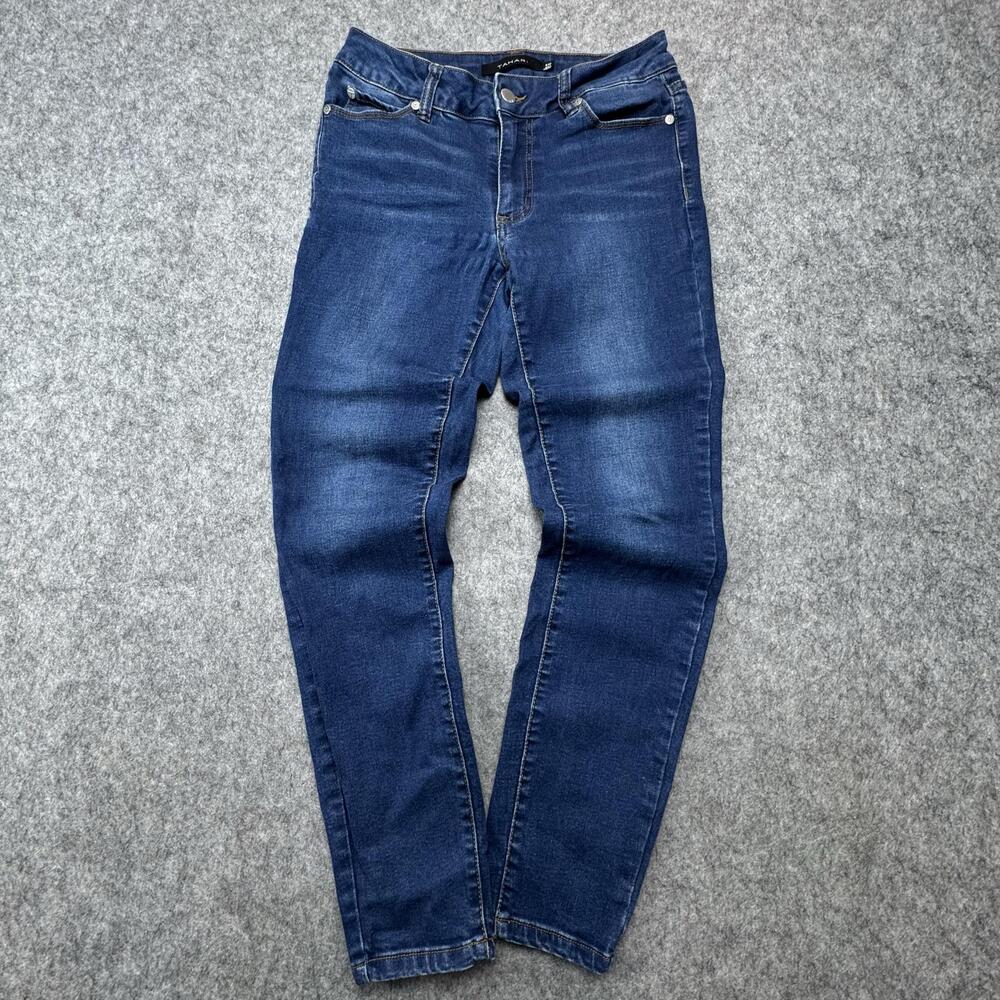 Tahari Jeans Womens 4/27 Medium Wash Blue Mid Rise Skinny Stretch Denim 5 Pocket